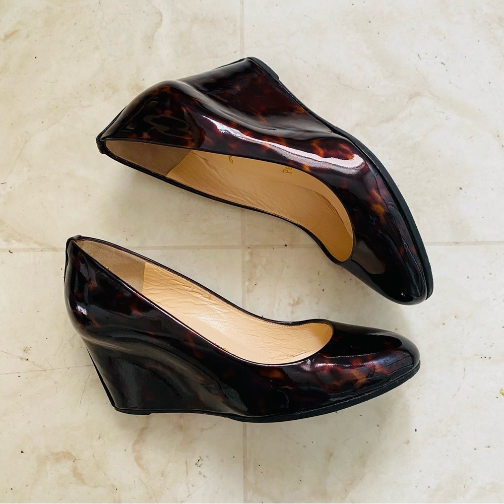 Christian Louboutin Tortoiseshell Patent Leather Wedges